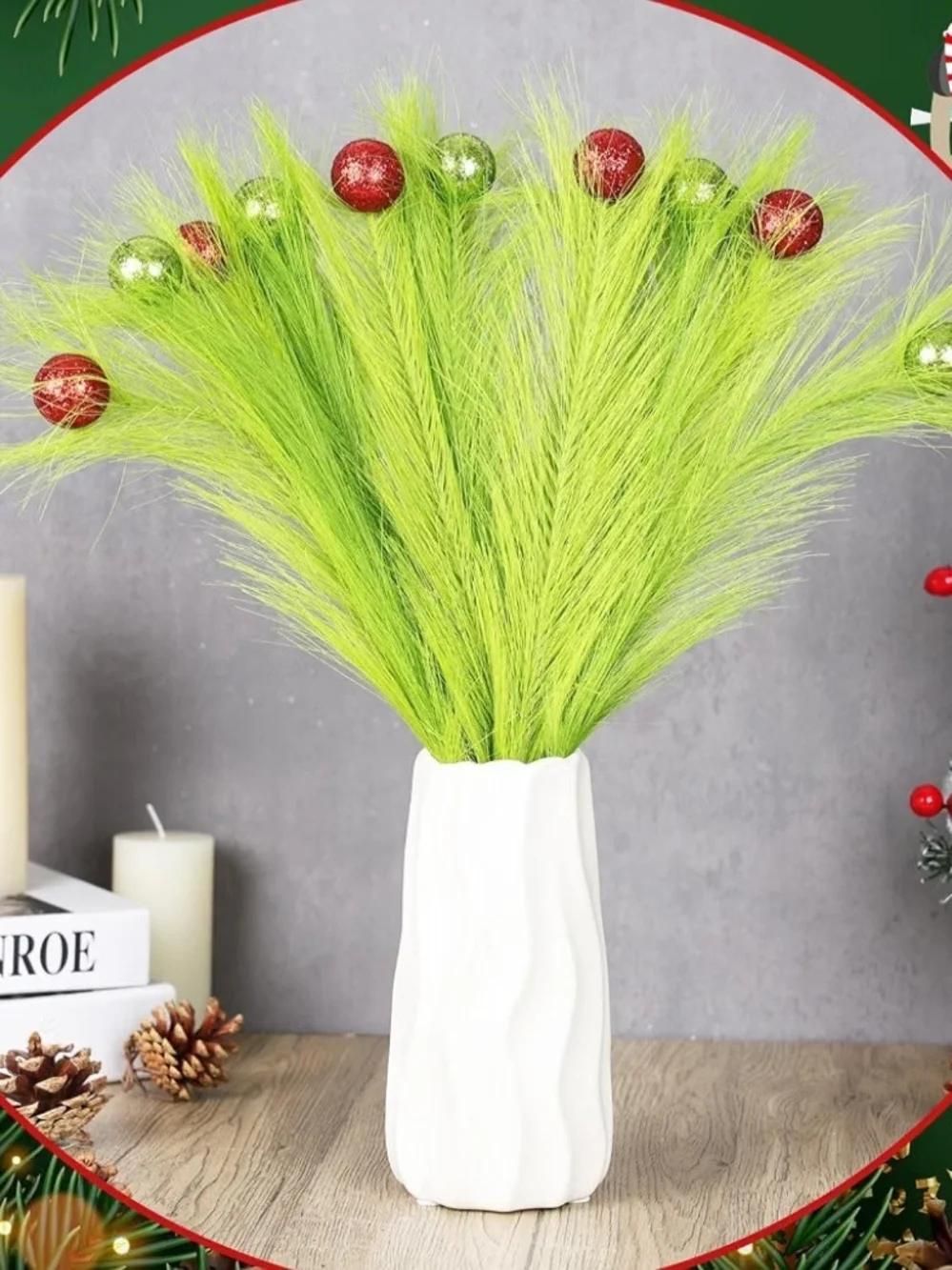 Lime Green Feather Christmas Pick Ornaments - Set of Decorative Sprays. 16. NWT.